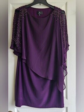 Lavender field Purple Midi Dress with Beaded Sleeves